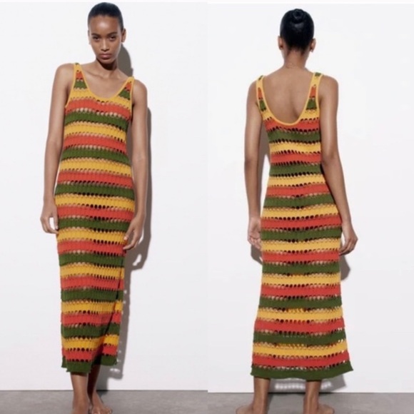 Zara Multicolor Striped Midi Dress - Picture 1 of 5